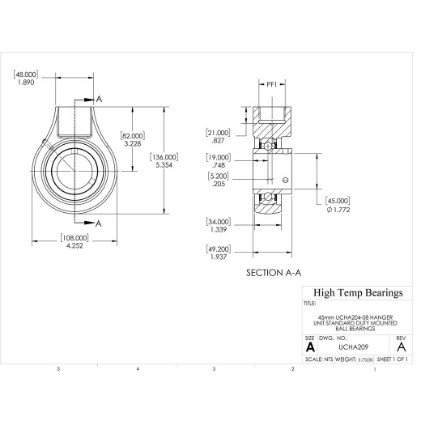 Picture of 45mm Set Screw Mounted Hanger Bearing