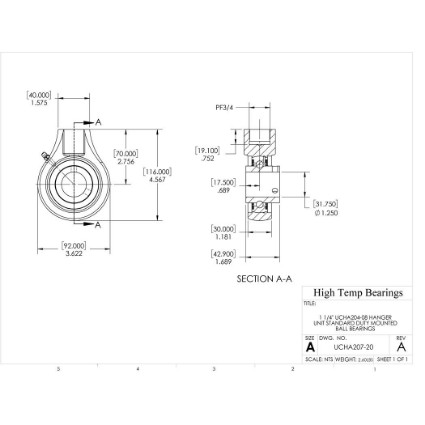 Picture of 1-1/4" 207 Set Screw Mounted Hanger Bearing