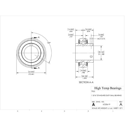 Picture of 1-3/16" Mounted Set Screw Bearing Insert