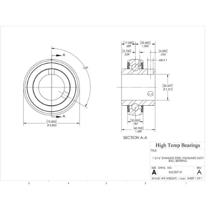 Picture of 1-5/16" Stainless Mounted Set Screw Bearing Insert