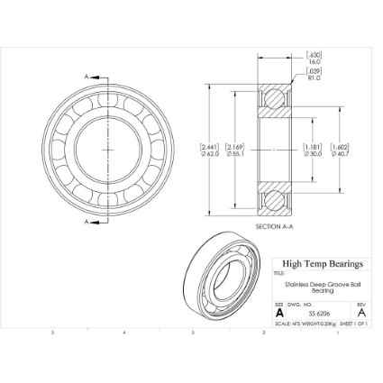 Picture of 30mm 6206 Stainless Steel Deep Groove Open Bearing