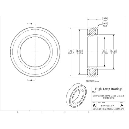 25mm 61905 High Temperature 280 °C Shielded ZZ C5 Bearing