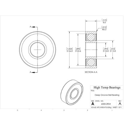 Picture of 10mm 6000 Deep Groove Sealed Ball Bearing
