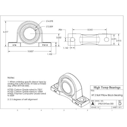 Picture of 3" 750 °F Carbon Pillow Block Bearing