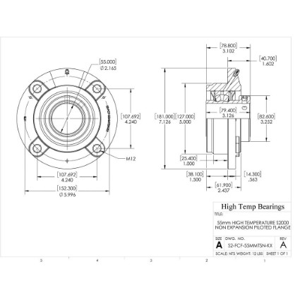 Picture of 55mm High Temperature S2000 Non Expansion Piloted Flange Heavy Duty Bearing