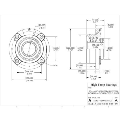 Picture of 70mm High Temperature S2000 Non Expansion Piloted Flange Heavy Duty Bearing