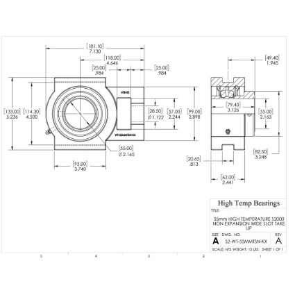 Picture of 55mm High Temperature S2000 Non Expansion Wide Slot Take Up Heavy Duty Bearing