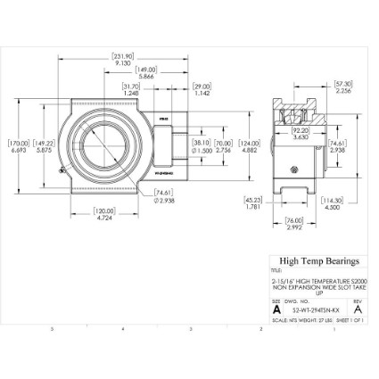 Picture of 2-15/16" High Temperature S2000 Non Expansion Wide Slot Take Up Heavy Duty Bearing