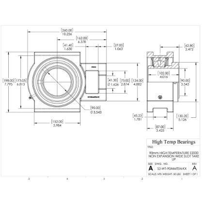 Picture of 90mm High Temperature S2000 Non Expansion Wide Slot Take Up Heavy Duty Bearing