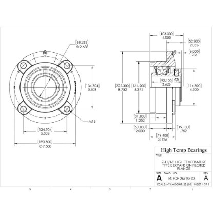 Picture of 2-11/16" High Temperature Type E Expansion Piloted Flange Heavy Duty Bearing