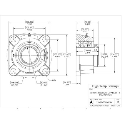 Picture of 50mm S2000 Non Expansion 4 Bolt Flange Heavy Duty Bearing