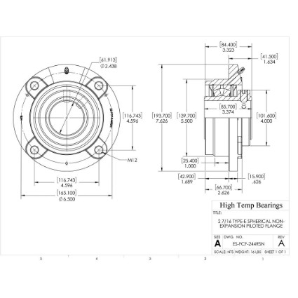 Picture of 2-7/16" Type E Non Expansion Piloted Flange Heavy Duty Bearing