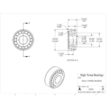 Picture of 20mm Tapered Bearing 32304