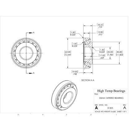 Picture of 25mm Tapered Bearing 31305
