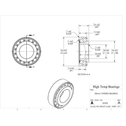 Picture of 30mm Tapered Bearing 32206