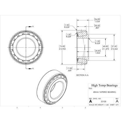 Picture of 40mm Tapered Bearing 33108