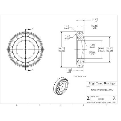 Picture of 40mm Tapered Bearing 30208