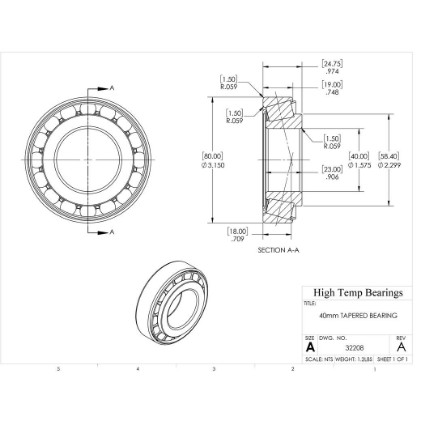 Picture of 40mm Tapered Bearing 32208