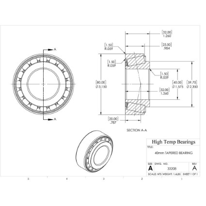 Picture of 40mm Tapered Bearing 33208