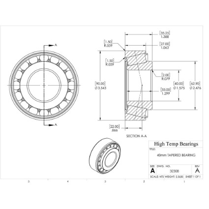 Picture of 40mm Tapered Bearing 32308