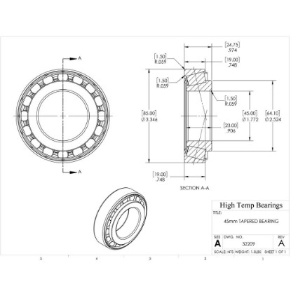 Picture of 45mm Tapered Bearing 32209