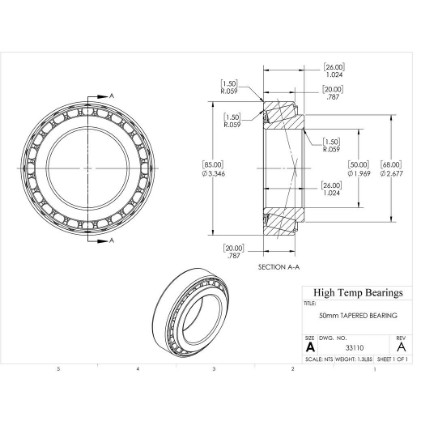 Picture of 50mm Tapered Bearing 33110