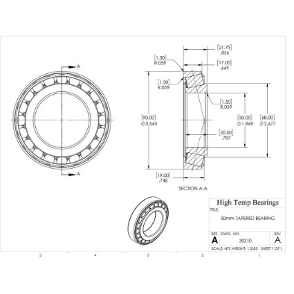 Picture of 50mm Tapered Bearing 30210