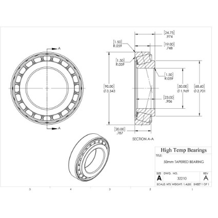 Picture of 50mm Tapered Bearing 32210