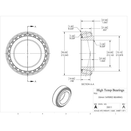 Picture of 55mm Tapered Bearing 33011