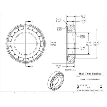 Picture of 55mm Tapered Bearing 30211