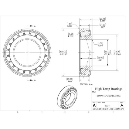 Picture of 55mm Tapered Bearing 32211