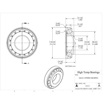 Picture of 55mm Tapered Bearing 31311