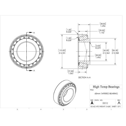 Picture of 60mm Tapered Bearing 33212