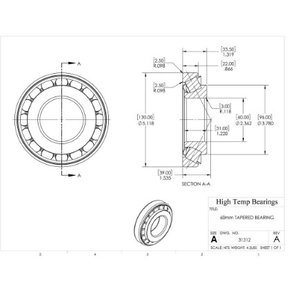 Picture of 60mm Tapered Bearing 31312