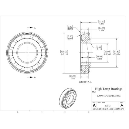 Picture of 60mm Tapered Bearing 30312