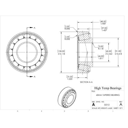 Picture of 60mm Tapered Bearing 32312
