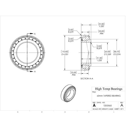 Picture of 65mm Tapered Bearing T2DD065