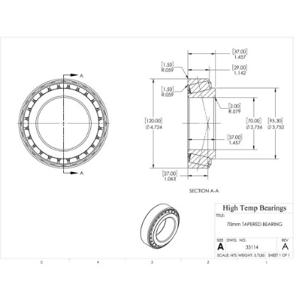 Picture of 70mm Tapered Bearing 33114