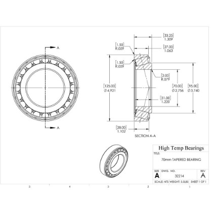 Picture of 70mm Tapered Bearing 32214