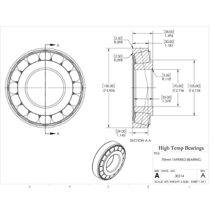 Picture of 70mm Tapered Bearing 30314