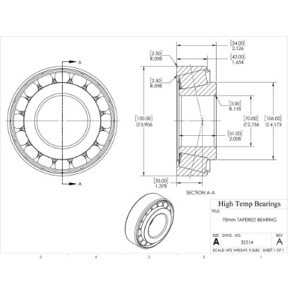 Picture of 70mm Tapered Bearing 32314
