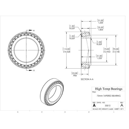 Picture of 75mm Tapered Bearing 33015