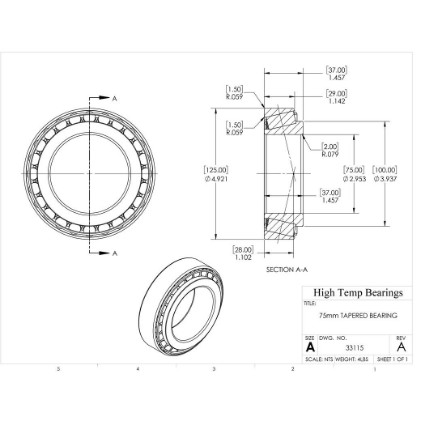 Picture of 75mm Tapered Bearing 33115