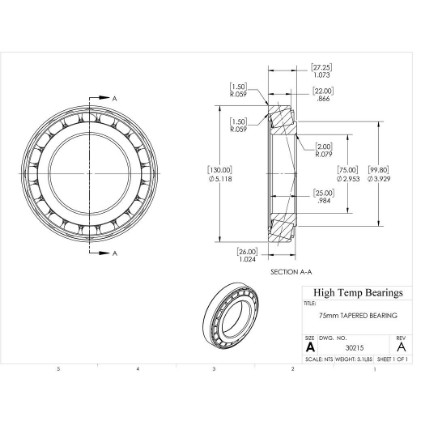 Picture of 75mm Tapered Bearing 30215