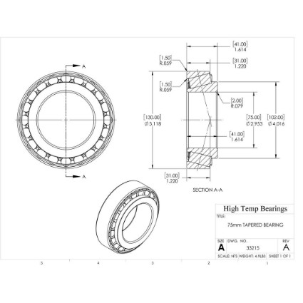 75mm Tapered Bearing 33215