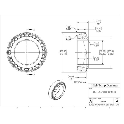 80mm Tapered Bearing 33116