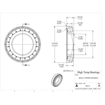 Picture of 80mm Tapered Bearing 30216