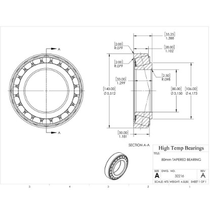 Picture of 80mm Tapered Bearing 32216