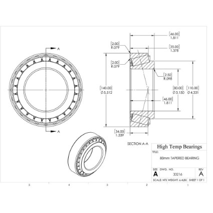 Picture of 80mm Tapered Bearing 33216