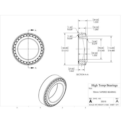 Picture of 90mm Tapered Bearing 33018